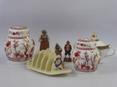 Miscellaneous Porcelain, including Royal Doulton Sugar Bowl & Cover, Honiton Pottery Toast Rack, two