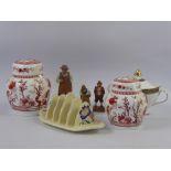 Miscellaneous Porcelain, including Royal Doulton Sugar Bowl & Cover, Honiton Pottery Toast Rack, two