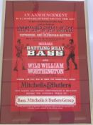 A Bass Beer Boxing Promotion Poster, published by W. B Darley Ltd Burton-on-Trent and London, approx