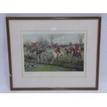 George Wright, a hand coloured print depicting a hunting scene, approx 47 x 35 cms.