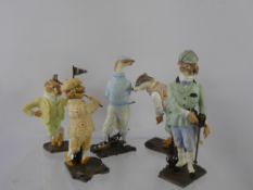 Five David Geenty Wind in the Willows Animal Sporting Figures, approx 17 cms (af) Stoat, Badger,