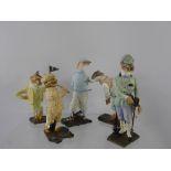 Five David Geenty Wind in the Willows Animal Sporting Figures, approx 17 cms (af) Stoat, Badger,