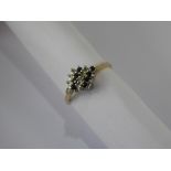 A Lady's 9 ct Yellow and White Gold Diamond and Sapphire Ring, size M, wt approx 1.6 gms.