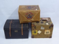 A Vintage Travelling Hat Box, with passage and customs labels together with a vintage John Players