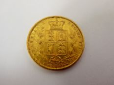 A Victorian 1864 Solid Gold Full Sovereign WW to neck, (fc).