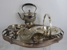 Miscellaneous Silver Plate, including Spirit Kettle & Stand, large oval tray, fruit basket, tureen