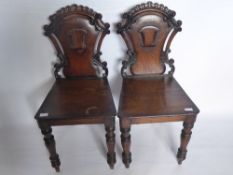 A Pair Antique Mahogany Shield Back Hall Chairs.