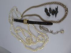 A Miscellaneous Collection of Jewellery, including a solid silver bark-finish necklace, approx 38