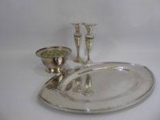 A Quantity of Silver-Plate, including a bon bon dish, a bread plate, candlestick holders, ice