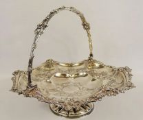 A Silver-Plated Victorian Fruit Basket, decorative pierced handle, on pedestal base, approx 30 x