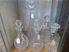 A Collection of Five Cut-Glass Decanters. (5)