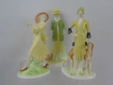 Three Coalport Figurines 'Ladies of Fashion', nrs 1921,1923 and 1928. (3)