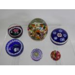 A Quantity of Glass Paperweights, including Perthshire, 'Snowdrop', 'Lily', a small multi cane, a