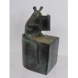 A Bronze Figure of a Mouse Reading a Book, approx 15 cms.