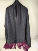 A Lady's Shanghai Tang Blue Silk and Fuchsia Shawl, approx 70 x 200 cms