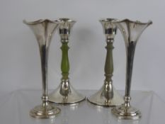 A Pair of Silver Travelling Candlesticks, Birmingham hallmark, dated 1924, mm N & D together with