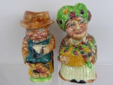 Old Staffordshire Character Toby Jugs, incl 'Flower Seller' approx 24 cms and 'The Gardener', approx