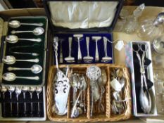 Miscellaneous Silver Plate, including silver hallmark coffee spoons, salad servers, fruit knives,