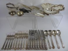 A Quantity of Silver and Silver Plate, including four silver hallmarked napkin rings, Harrods silver