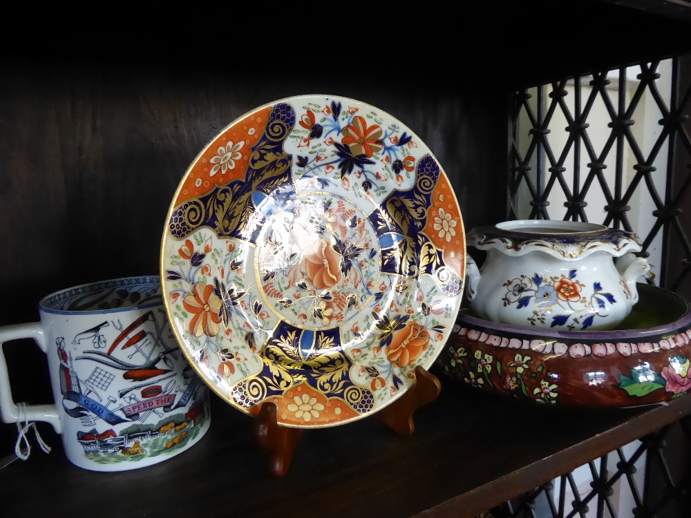 Miscellaneous Porcelain, including a Crown Derby cabinet plate, harvest mug, silver jubilee mug,