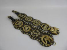 Two Antique Martingales, with five brasses each, both of animal interest incl. camel, dog, owl and