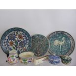 Miscellaneous Ceramics, including Poole Pottery bowl, vase, posy trough, a Cypriot fruit bowl, a