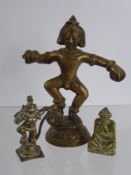 A Hindu Figure of Lord Shiva, together with two miniature brass deity figurines (3)