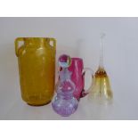 A Miscellaneous Collection of Glass, including a Caithness scent bottle, an amber coloured glass