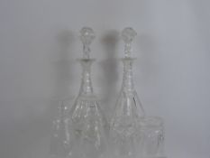 A Miscellaneous Quantity of Cut Glass, including a pair of decanters, six wine glasses and six water
