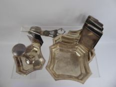 Miscellaneous Silver Plate, including two tea trio's, condiment, cigar cutter and stand with