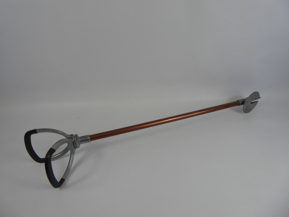 A Black Leather Portuguese Saddle, together with a vintage shooting stick. (2) - Image 2 of 2