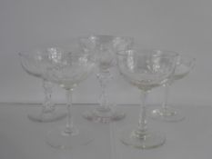 A Quantity of Antique Champagne Glasses, of various sizes and designs. (13)