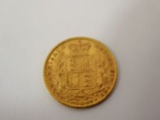 A Victorian 1872 Solid Gold Full Sovereign WW to neck (fc).