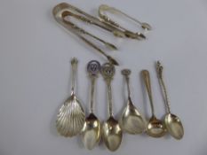 Miscellaneous Silver, including a caddy spoon Sheffield hallmark dated 1896, Georgian silver sugar