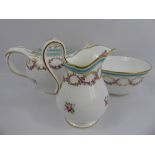 A 19th Century Minton Tea Pot, together with a slop bowl and milk jug. (3)