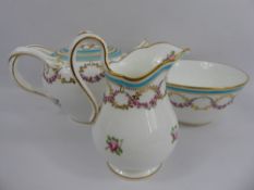A 19th Century Minton Tea Pot, together with a slop bowl and milk jug. (3)
