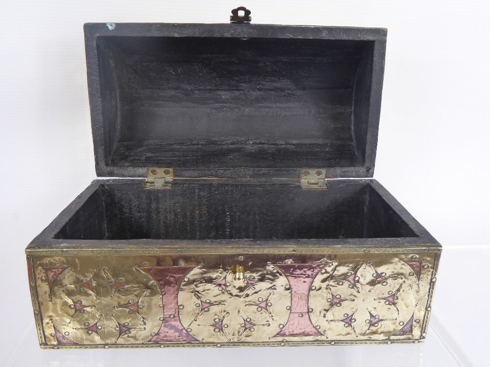 A Brass and Copper Domed Casket, the casket depicting floral spandrels, approx 26 x 15 x 13 cms. - Image 2 of 2