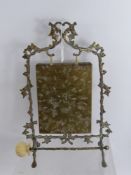 A Vintage Brass Dinner Gong, held within an attractive wrought brass frame, approx 12 x 28 cms