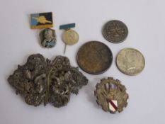 A Collection of Miscellaneous Items, including an antique silver metal Indian buckle, Drado.Paris