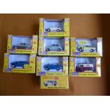 Quantity of Boxed Die Cast 1:76 Scale Transport Treasures, including Triumph Saloon Primrose Yellow,