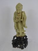 An Antique Chinese Soapstone Figure of a Wise Man, approx 33 cms high.