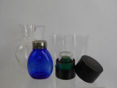 Ten Water Glasses and a Water Decanter, bearing a family crest together with a Beason Bristol blue