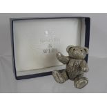 A Silver Mappin & Webb Teddy Bear Figurine, Birmingham hallmark, dated 1995, in the original box. (