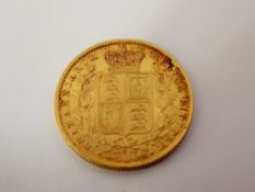 A Victorian 1877 Solid Gold Full Sovereign WW to neck (fc).