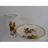 Caverswall Fine Bone China Pillar Vase, approx 20 cms together with a fruit bowl. (2)