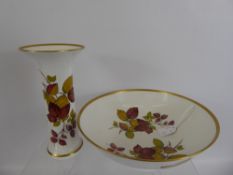 Caverswall Fine Bone China Pillar Vase, approx 20 cms together with a fruit bowl. (2)