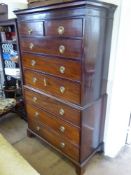 A Georgian Mahogany Chest on Chest, good proportions, upper section with two short and three
