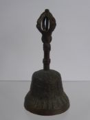 An Antique Bronze Tibetan Prayer Bell, approx 15 cms, with a high clear ring.