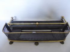 Two Antique Brass Fenders, together with an oak brass handled coal box. (3)