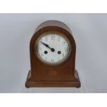 An Edwardian Mahogany Inlaid Mantel Clock, approx 25 x 30 cms